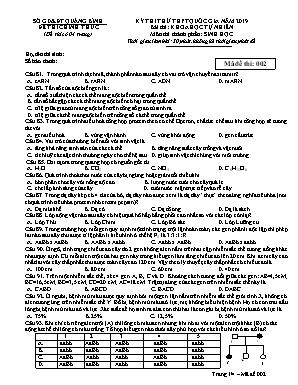 Đề thi thử THPT Quốc gia môn Sinh học năm 2019 - Mã đề 002 - Sở giáo dục và đào tạo Quảng Bình